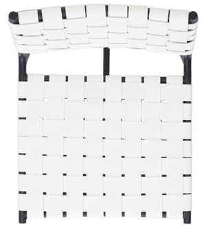 Safavieh Olenna Woven Counter Stool - Artisanal Leather Seat With Sleek Metal Base For Modern Dining Spaces White / Black BST3011D
