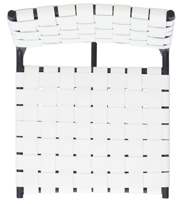 Safavieh Olenna Woven Counter Stool - Artisanal Leather Seat With Sleek Metal Base For Modern Dining Spaces White / Black BST3011D