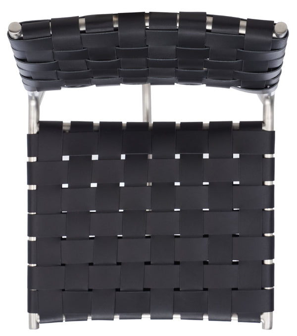 Safavieh Olenna Woven Counter Stool - Artisanal Leather Seat With Sleek Metal Base For Modern Dining Spaces Black / Silver BST3011E