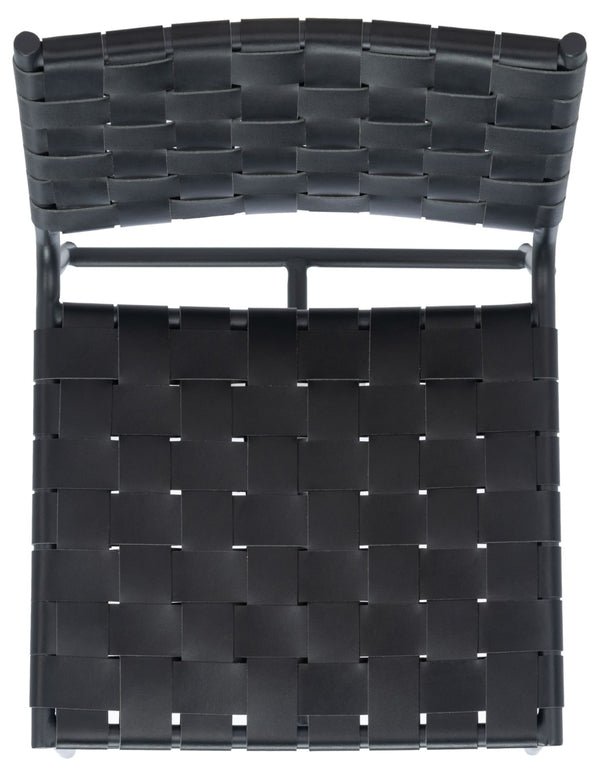 Safavieh Olenna Woven Counter Stool - Artisanal Leather Seat With Sleek Metal Base For Modern Dining Spaces Black / Black BST3011F