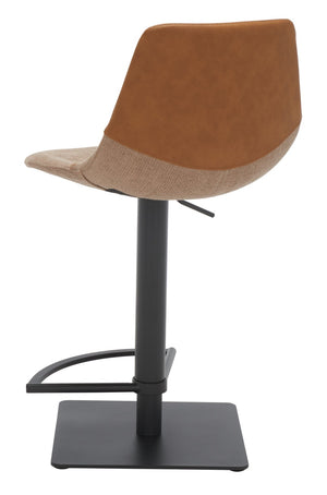 Safavieh Rylen Gas Lift Bar Stool - Stylish Adjustable Seating With Vegan Leather & Couture Detailing For Modern Spaces Cognac  / Black BST3012A