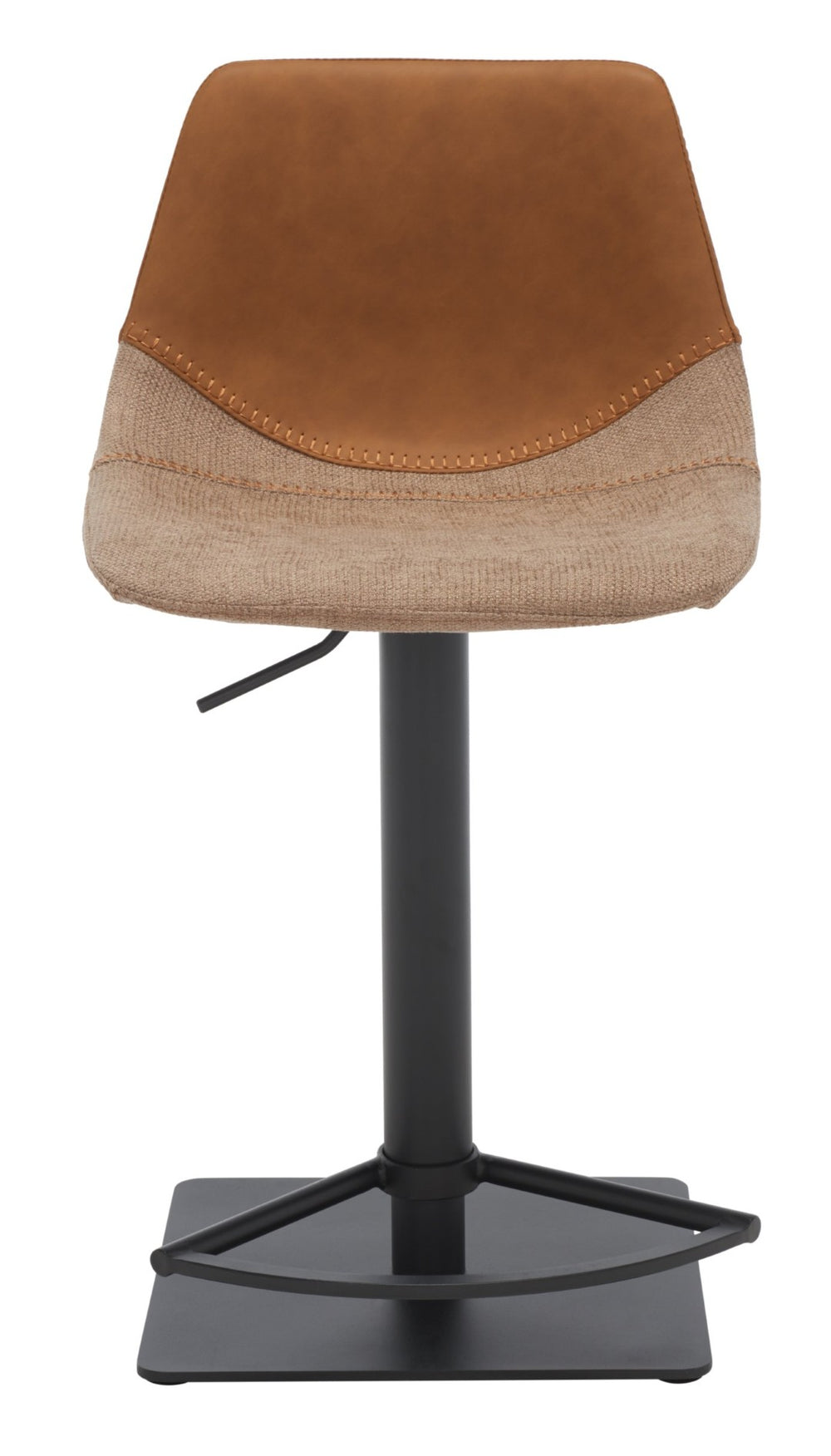 Safavieh Rylen Gas Lift Bar Stool - Stylish Adjustable Seating With Vegan Leather & Couture Detailing For Modern Spaces Cognac  / Black BST3012A