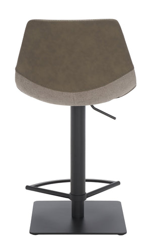 Safavieh Rylen Gas Lift Bar Stool - Stylish Adjustable Seating With Vegan Leather & Couture Detailing For Modern Spaces Grey / Black BST3012B