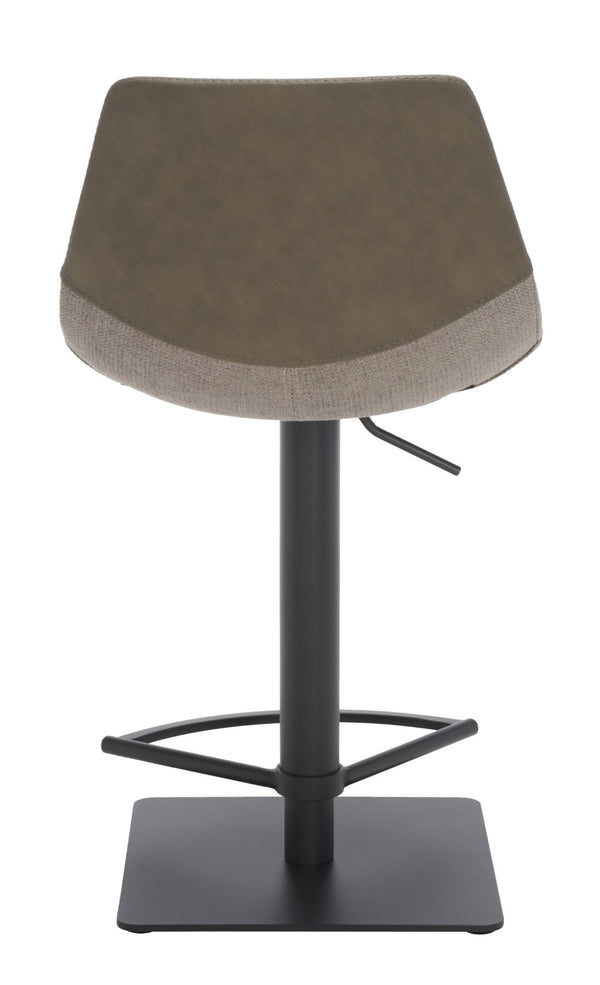 Safavieh Rylen Gas Lift Bar Stool - Stylish Adjustable Seating With Vegan Leather & Couture Detailing For Modern Spaces Grey / Black BST3012B