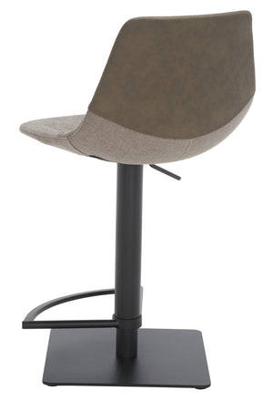 Safavieh Rylen Gas Lift Bar Stool - Stylish Adjustable Seating With Vegan Leather & Couture Detailing For Modern Spaces Grey / Black BST3012B