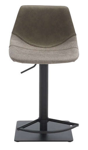 Safavieh Rylen Gas Lift Bar Stool - Stylish Adjustable Seating With Vegan Leather & Couture Detailing For Modern Spaces Grey / Black BST3012B