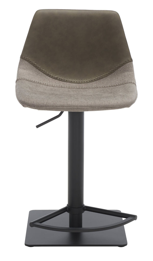 Safavieh Rylen Gas Lift Bar Stool - Stylish Adjustable Seating With Vegan Leather & Couture Detailing For Modern Spaces Grey / Black BST3012B