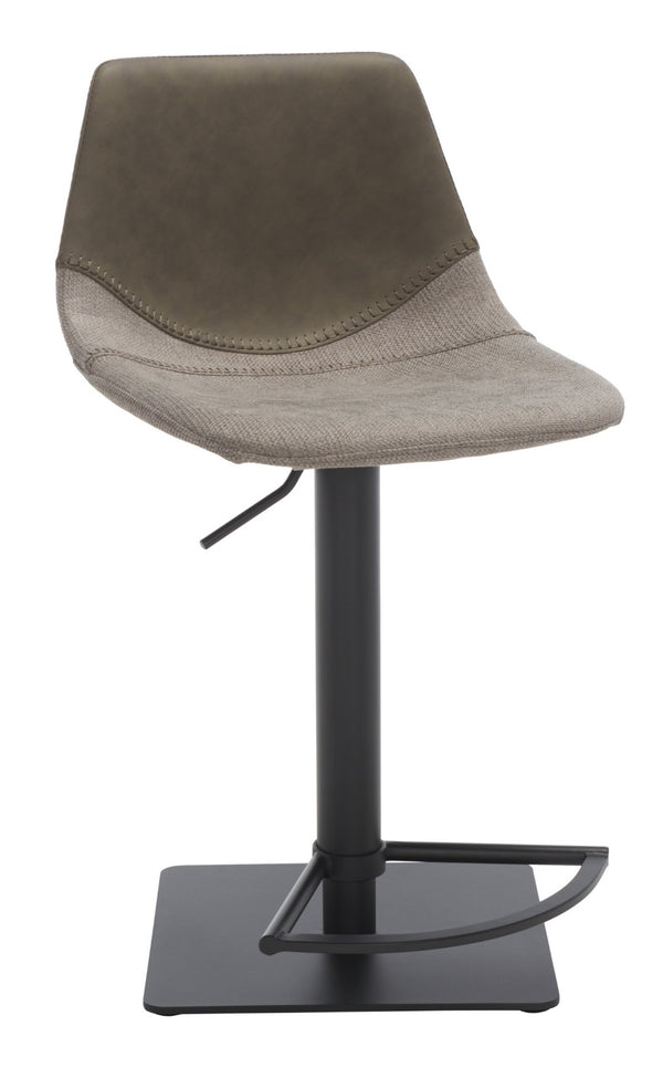 Safavieh Rylen Gas Lift Bar Stool - Stylish Adjustable Seating With Vegan Leather & Couture Detailing For Modern Spaces Grey / Black BST3012B