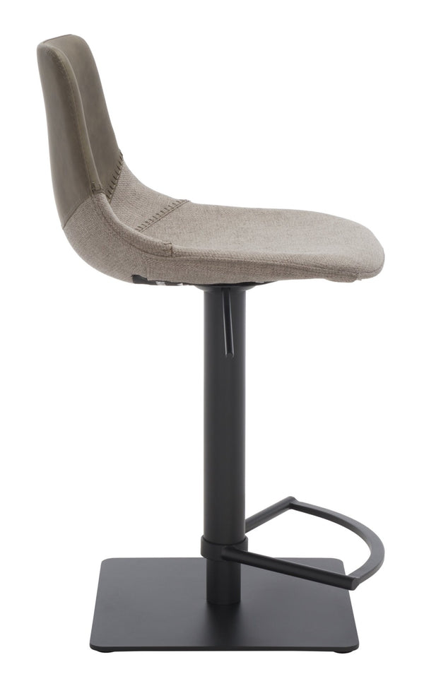 Safavieh Rylen Gas Lift Bar Stool - Stylish Adjustable Seating With Vegan Leather & Couture Detailing For Modern Spaces Grey / Black BST3012B