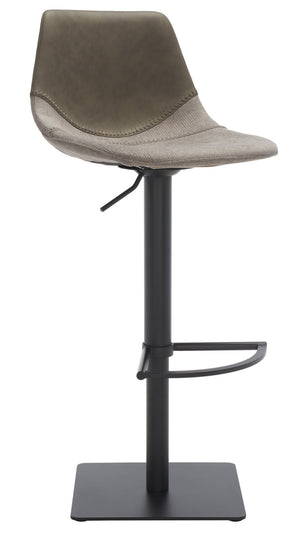Safavieh Rylen Gas Lift Bar Stool - Stylish Adjustable Seating With Vegan Leather & Couture Detailing For Modern Spaces Grey / Black BST3012B