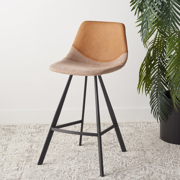 Safavieh Granger Counter Stool - Modern Sculptural Design With Contoured Seat For Ultimate Comfort & Style Cognac / Black BST3013B