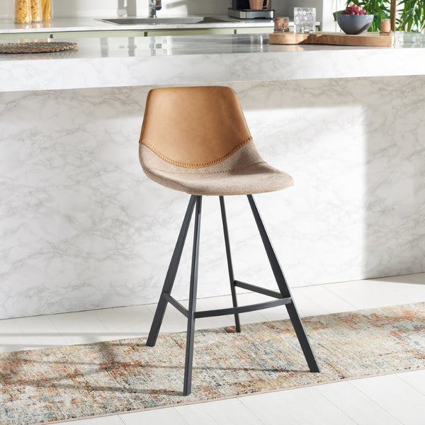 Safavieh Granger Counter Stool - Modern Sculptural Design With Contoured Seat For Ultimate Comfort & Style Cognac / Black BST3013B