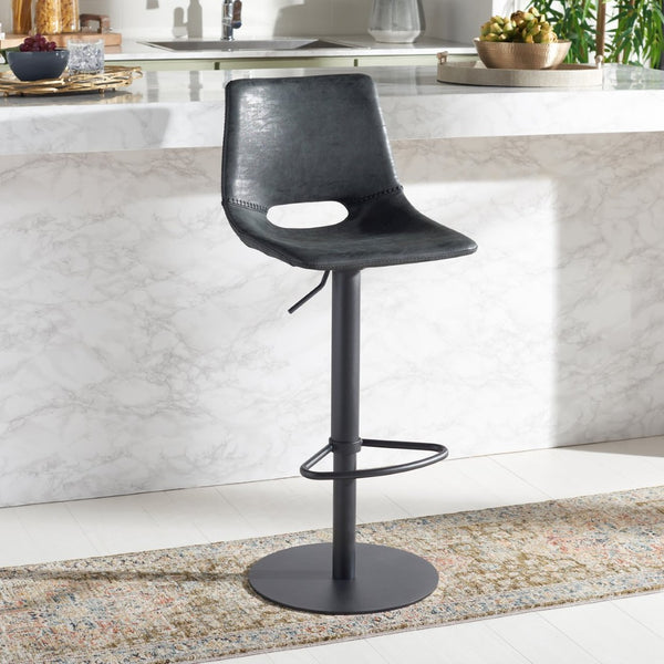 Safavieh Freya Gas Lift Bar Stool - Modern Vegan Leather, Adjustable Height & Chic Design For Any Space BST3014A