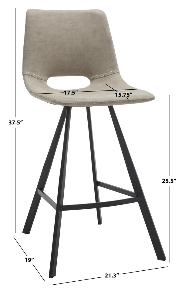 Safavieh Raylee Counter Stool – Contemporary Vegan Leather Design With Angled Legs For Modern Interiors Grey/ Black BST3015A