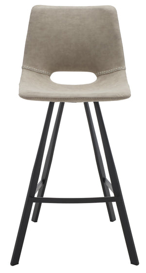 Safavieh Raylee Counter Stool – Contemporary Vegan Leather Design With Angled Legs For Modern Interiors Grey/ Black BST3015A