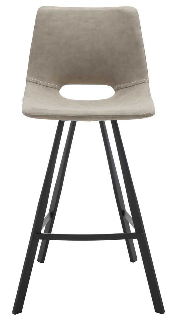 Safavieh Raylee Counter Stool – Contemporary Vegan Leather Design With Angled Legs For Modern Interiors Grey/ Black BST3015A