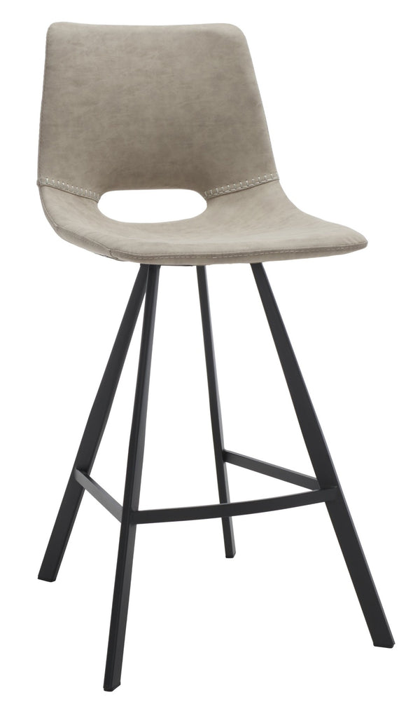 Safavieh Raylee Counter Stool – Contemporary Vegan Leather Design With Angled Legs For Modern Interiors Grey/ Black BST3015A