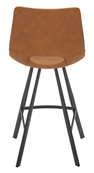 Safavieh Raylee Counter Stool – Contemporary Vegan Leather Design With Angled Legs For Modern Interiors Cognac / Black BST3015B