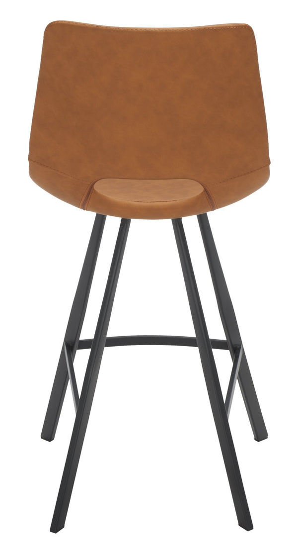 Safavieh Raylee Counter Stool – Contemporary Vegan Leather Design With Angled Legs For Modern Interiors Cognac / Black BST3015B