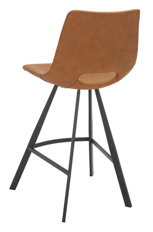 Safavieh Raylee Counter Stool – Contemporary Vegan Leather Design With Angled Legs For Modern Interiors Cognac / Black BST3015B