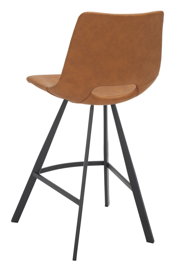 Safavieh Raylee Counter Stool – Contemporary Vegan Leather Design With Angled Legs For Modern Interiors Cognac / Black BST3015B