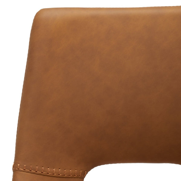 Safavieh Raylee Counter Stool – Contemporary Vegan Leather Design With Angled Legs For Modern Interiors Cognac / Black BST3015B