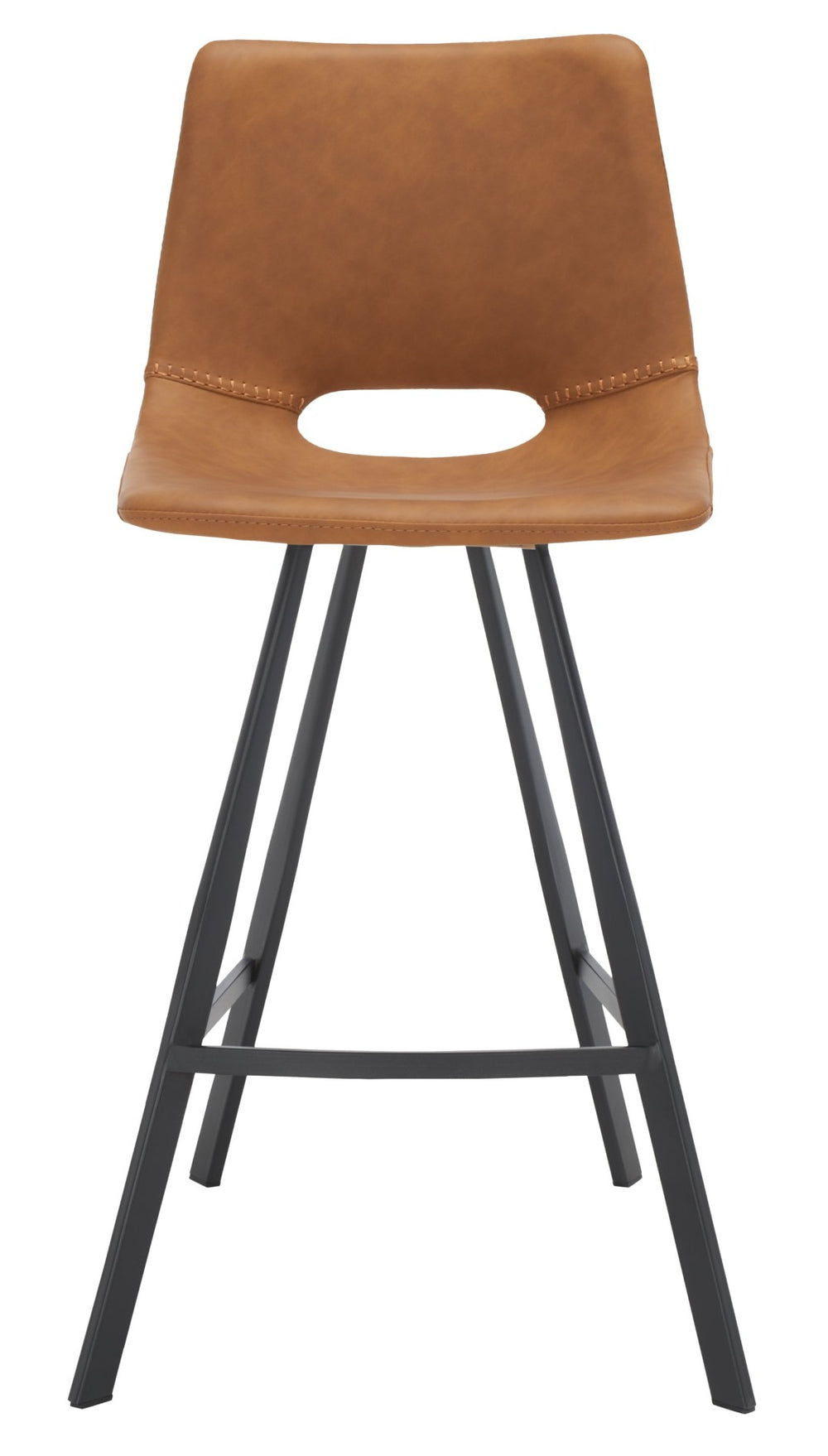 Safavieh Raylee Counter Stool – Contemporary Vegan Leather Design With Angled Legs For Modern Interiors Cognac / Black BST3015B