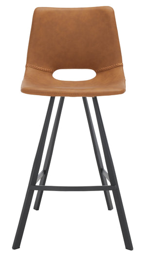 Safavieh Raylee Counter Stool – Contemporary Vegan Leather Design With Angled Legs For Modern Interiors Cognac / Black BST3015B