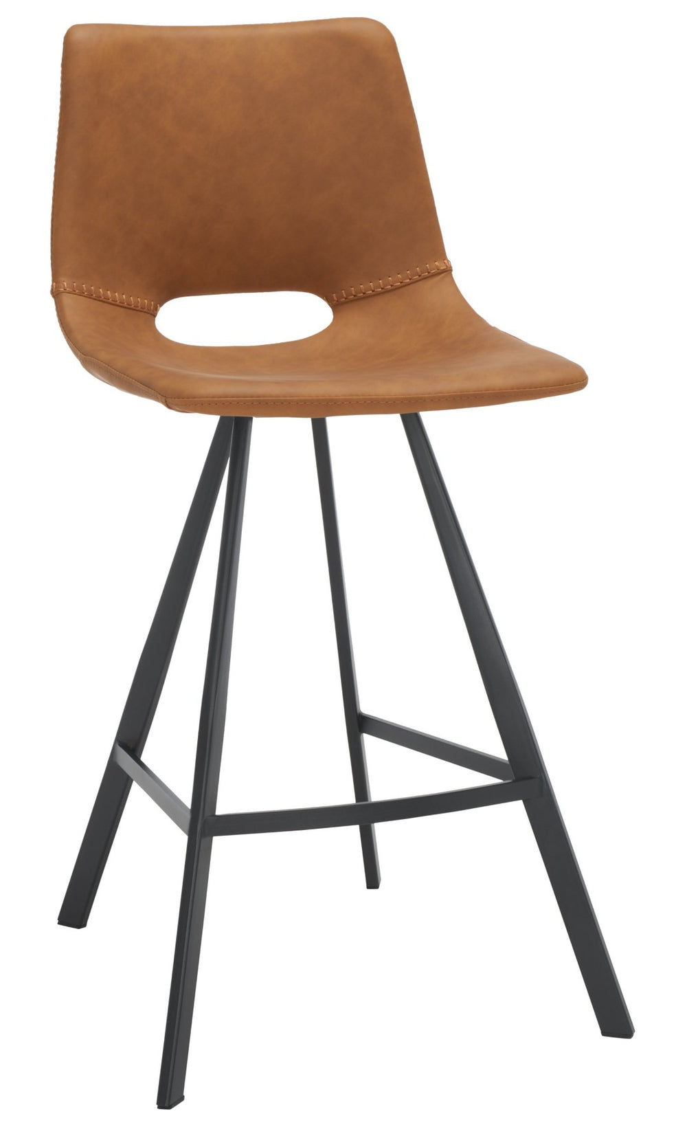 Safavieh Raylee Counter Stool – Contemporary Vegan Leather Design With Angled Legs For Modern Interiors Cognac / Black BST3015B