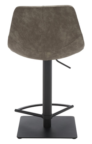 Safavieh Kynlee Gas Lift Barstool - Contemporary Minimalism With Vintage Vegan Leather And Designer Details Grey / Black BST3016A