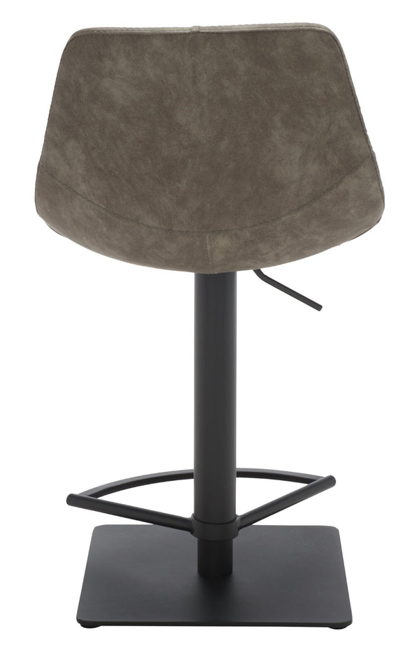 Safavieh Kynlee Gas Lift Barstool - Contemporary Minimalism With Vintage Vegan Leather And Designer Details Grey / Black BST3016A