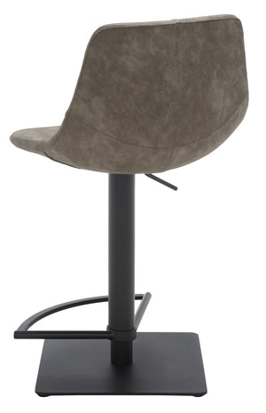 Safavieh Kynlee Gas Lift Barstool - Contemporary Minimalism With Vintage Vegan Leather And Designer Details Grey / Black BST3016A