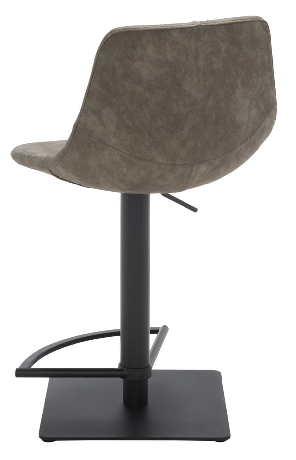 Safavieh Kynlee Gas Lift Barstool - Contemporary Minimalism With Vintage Vegan Leather And Designer Details Grey / Black BST3016A