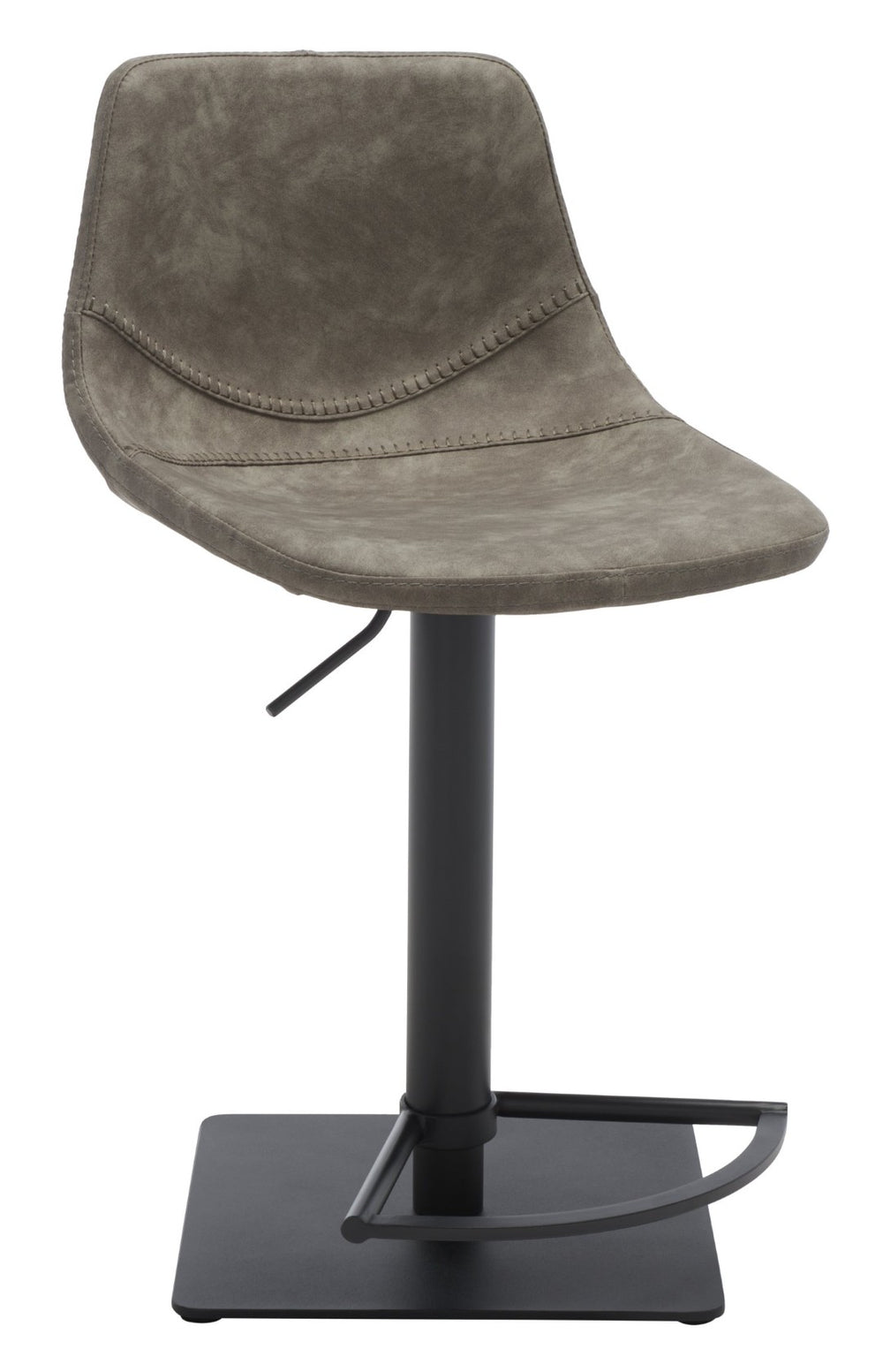 Safavieh Kynlee Gas Lift Barstool - Contemporary Minimalism With Vintage Vegan Leather And Designer Details Grey / Black BST3016A
