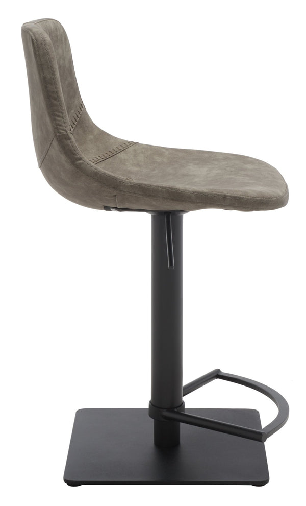 Safavieh Kynlee Gas Lift Barstool - Contemporary Minimalism With Vintage Vegan Leather And Designer Details Grey / Black BST3016A
