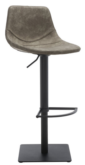 Safavieh Kynlee Gas Lift Barstool - Contemporary Minimalism With Vintage Vegan Leather And Designer Details Grey / Black BST3016A