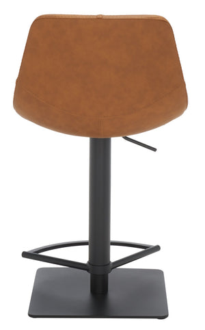 Safavieh Kynlee Gas Lift Barstool - Contemporary Minimalism With Vintage Vegan Leather And Designer Details Cognac / Black BST3016B