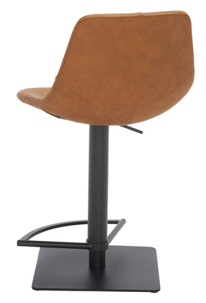 Safavieh Kynlee Gas Lift Barstool - Contemporary Minimalism With Vintage Vegan Leather And Designer Details Cognac / Black BST3016B