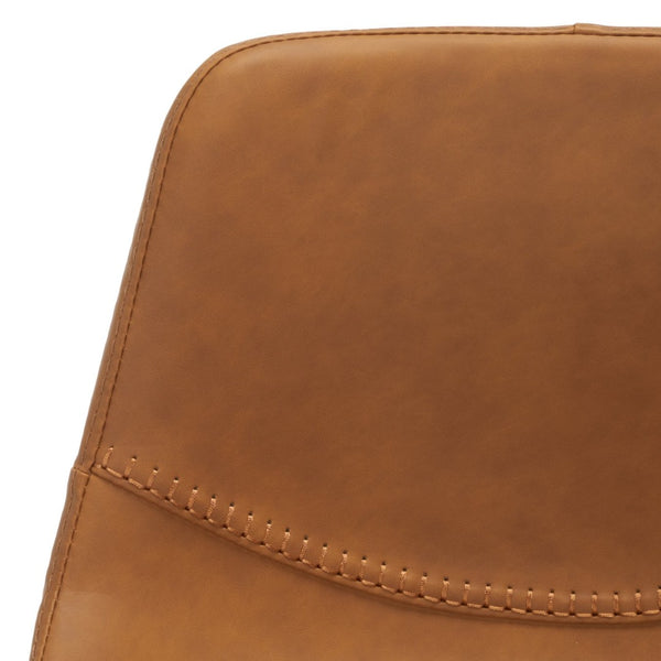 Safavieh Kynlee Gas Lift Barstool - Contemporary Minimalism With Vintage Vegan Leather And Designer Details Cognac / Black BST3016B