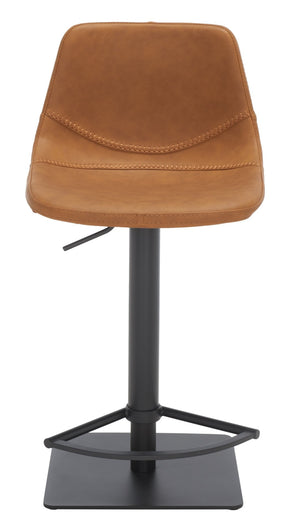 Safavieh Kynlee Gas Lift Barstool - Contemporary Minimalism With Vintage Vegan Leather And Designer Details Cognac / Black BST3016B