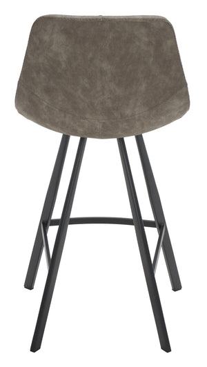 Safavieh Ryanne Counter Stool - Modern Minimalist Design With Contoured Seat And Chic Cross-Stitch Detail Grey / Black BST3017A