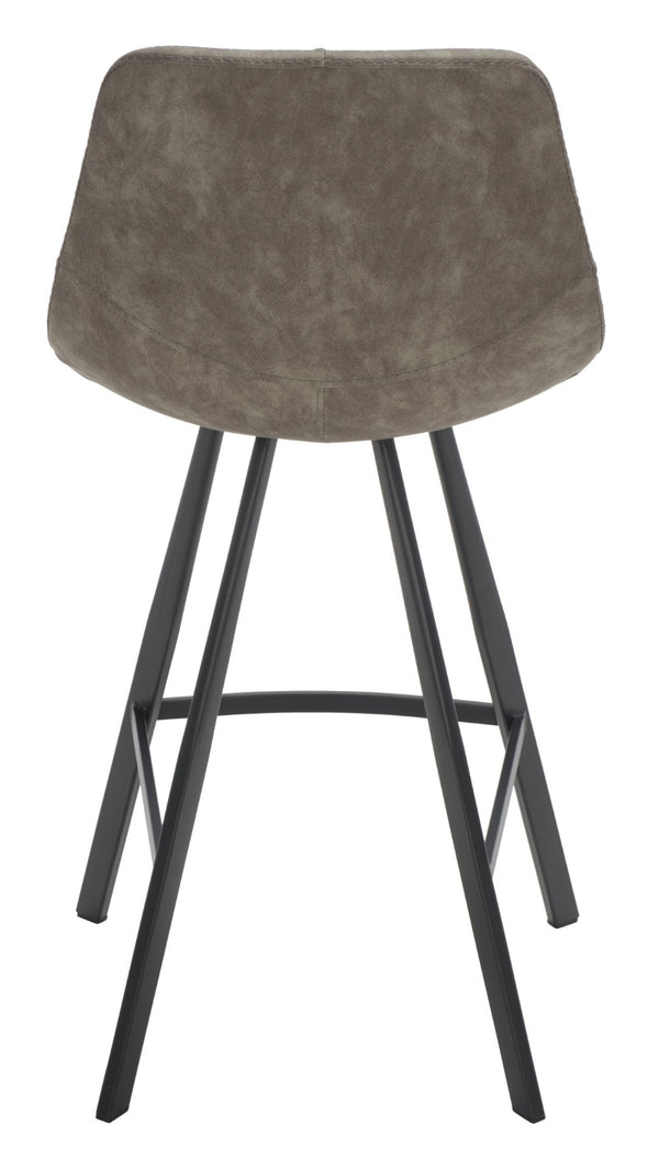 Safavieh Ryanne Counter Stool - Modern Minimalist Design With Contoured Seat And Chic Cross-Stitch Detail Grey / Black BST3017A