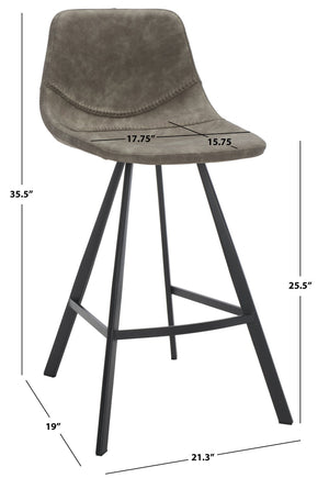 Safavieh Ryanne Counter Stool - Modern Minimalist Design With Contoured Seat And Chic Cross-Stitch Detail Grey / Black BST3017A