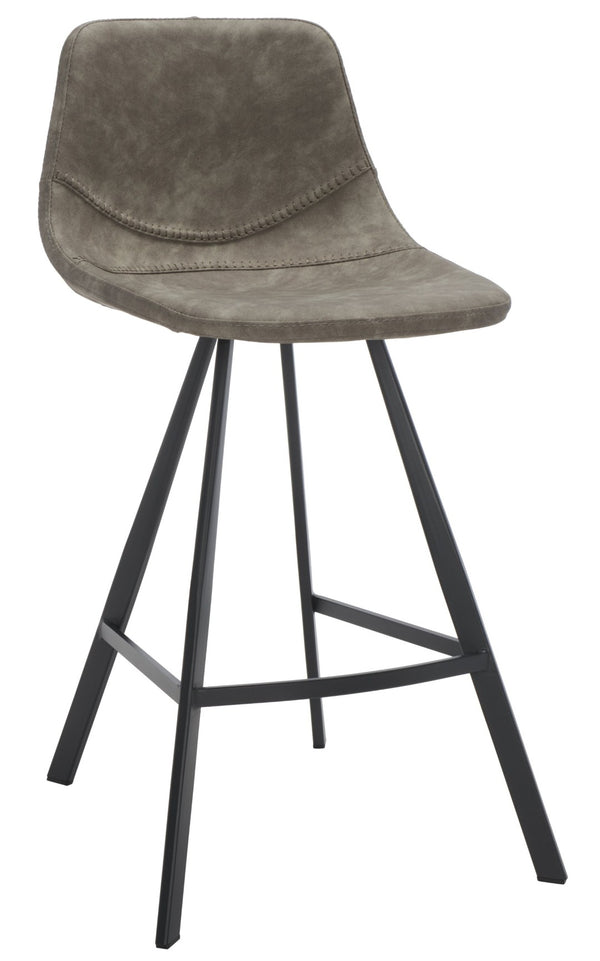 Safavieh Ryanne Counter Stool - Modern Minimalist Design With Contoured Seat And Chic Cross-Stitch Detail Grey / Black BST3017A