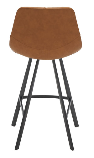 Safavieh Ryanne Counter Stool - Modern Minimalist Design With Contoured Seat And Chic Cross-Stitch Detail Cognac / Black BST3017B