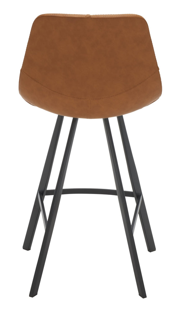 Safavieh Ryanne Counter Stool - Modern Minimalist Design With Contoured Seat And Chic Cross-Stitch Detail Cognac / Black BST3017B