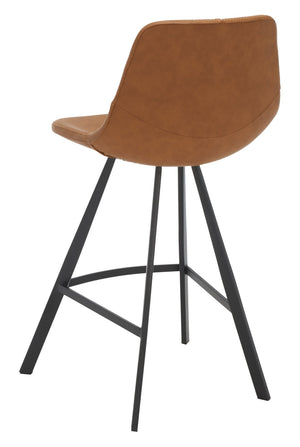 Safavieh Ryanne Counter Stool - Modern Minimalist Design With Contoured Seat And Chic Cross-Stitch Detail Cognac / Black BST3017B