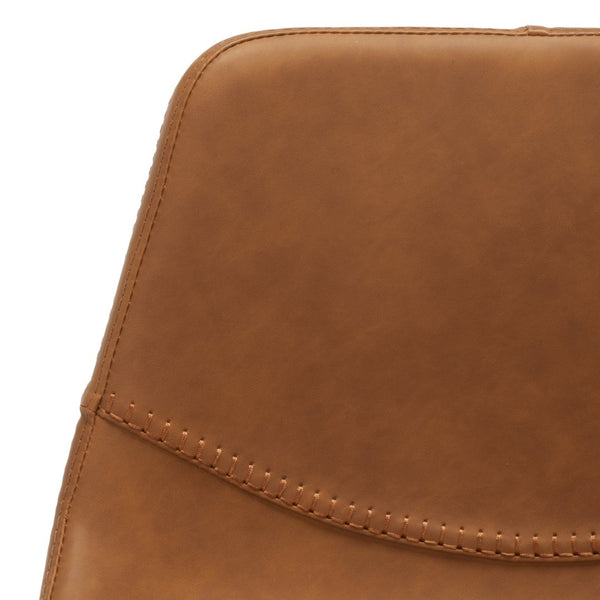 Safavieh Ryanne Counter Stool - Modern Minimalist Design With Contoured Seat And Chic Cross-Stitch Detail Cognac / Black BST3017B