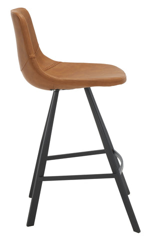 Safavieh Ryanne Counter Stool - Modern Minimalist Design With Contoured Seat And Chic Cross-Stitch Detail Cognac / Black BST3017B