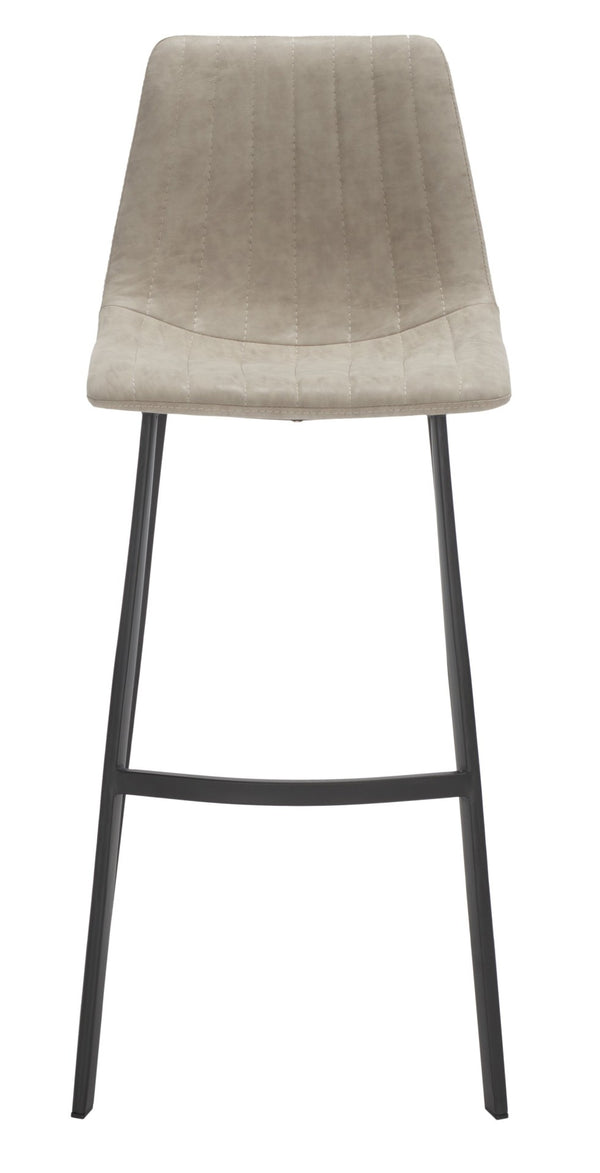 Safavieh Rhyatte Contemporary Bar Stool With Stone Vegan Leather, Black Iron Base & Ergonomic Comfort Design BST3018B